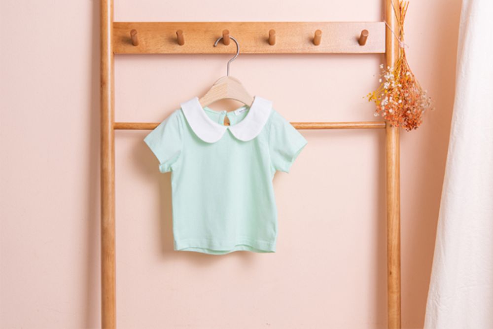 [BEBELOUTE] Short Sleeve Collar Baby T (Mint), Infant T-shirts, Toddler, Cotton 100% _ Made in KOREA